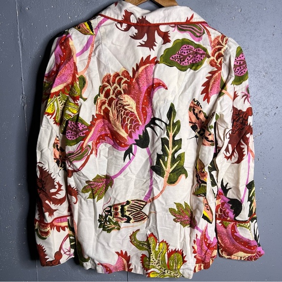 Anthropologie Raphael Balme Floral Flannel Sleep Button Front PJ Top Size XXS - Picture 5 of 10